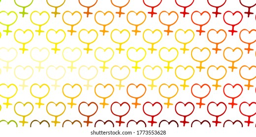 Light Green, Red vector texture with women's rights symbols. Abstract illustration with a depiction of women's power. Background for International Women’s Day.