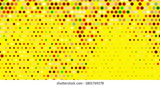 Light green, red vector texture with disks. Illustration with set of shining colorful abstract spheres. Pattern for wallpapers, curtains.