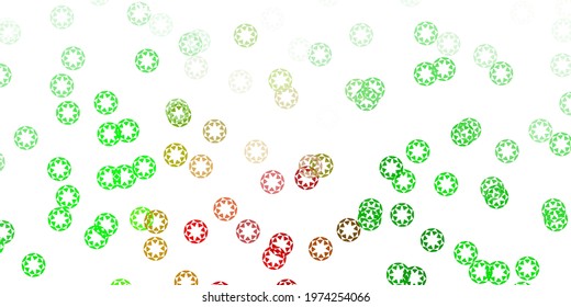 Light green, red vector texture with disks. Illustration with set of shining colorful abstract spheres. Pattern for booklets, leaflets.