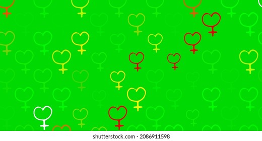 Light Green, Red vector texture with women rights symbols. Simple design in abstract style with women rights activism. Elegant design for wallpapers.