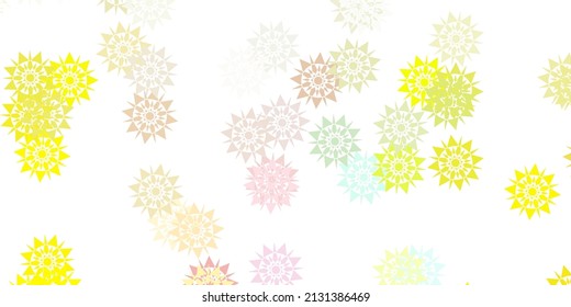 Light green, red vector texture with bright snowflakes. Abstract gradient colorful snowflakes and snow elements. New year ad, booklets pattern.