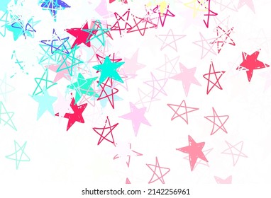 Light Green, Red vector texture with beautiful stars. Modern geometrical abstract illustration with stars. Smart design for your business advert.