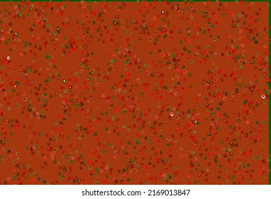 Light Green, Red vector texture with disks. Blurred decorative design in abstract style with bubbles. Pattern of water, rain drops.