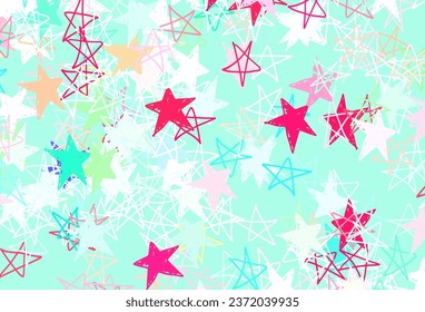 Light Green, Red vector texture with beautiful stars. Modern geometrical abstract illustration with stars. Smart design for your business advert.
