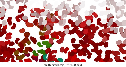 Light green, red vector texture with memphis shapes. Illustration with colorful shapes in abstract style. Background for cell phones.