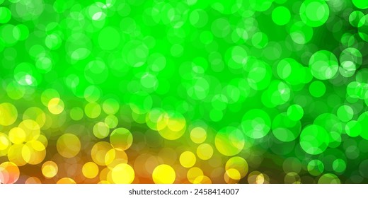 Light Green, Red vector texture with disks. Abstract decorative design in gradient style with bubbles. Pattern for business ads.