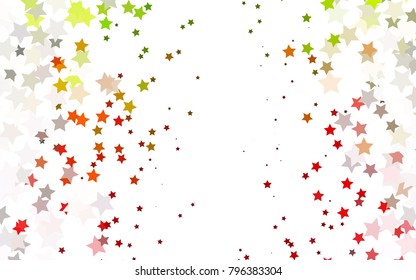 Light Green, Red vector texture with beautiful stars. Blurred decorative design in simple style with stars. The template can be used as a background.