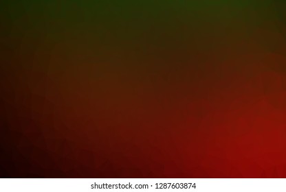Light Green, Red vector triangle mosaic template. Triangular geometric sample with gradient.  Triangular pattern for your business design.