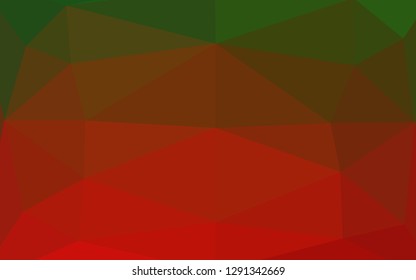 Light Green, Red vector triangle mosaic cover. A vague abstract illustration with gradient. Textured pattern for background.