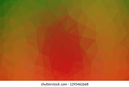 Light Green, Red vector triangle mosaic cover. Triangular geometric sample with gradient.  The best triangular design for your business.