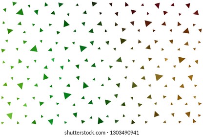 Light Green, Red vector  triangle mosaic template. Triangular geometric sample with gradient.  Brand new style for your business design.