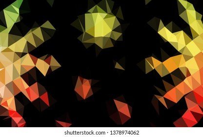 Light Green, Red vector triangle mosaic template. Geometric illustration in Origami style with gradient. Textured pattern for background.
