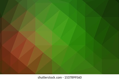 Light Green, Red vector triangle mosaic cover. Geometric illustration in Origami style with gradient. Brand new design for your business.