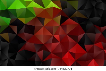 Light Green, Red vector triangle mosaic template. Geometric illustration in Origami style with gradient.  A new texture for your design.