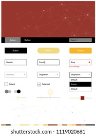 Light Green, Red vector ui ux kit in triangular style with circles. Style guide in polygonal style with triangles, circles. This template you can use for websites.