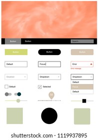 Light Green, Red vector ui kit with clouds & stars. Colorful ui/ux kit with header consisted of clouds & stars. This sample is for your landing page.