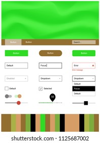 Light Green, Red vector ui kit with bubble shapes. Modern gradient abstract illustration with bandy lines. This template you can use for websites.