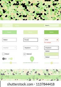 Light Green, Red vector ui kit with dots. Modern Style guide with colorful gradient circles in its header. This template you can use for landing pages.