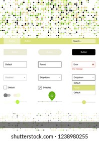 Light Green, Red vector ui kit with dots. Modern Style guide with colorful gradient circles in its header. This sample is for your website.
