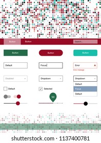Light Green, Red vector web ui kit with spheres. Modern Style guide with colorful gradient circles in its header. This template you can use for landing pages.