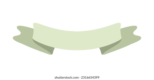 Light green ribbon banner icon, Web design element. Hand drawn vector illustration. Place for your text for business, greeting card and holidays