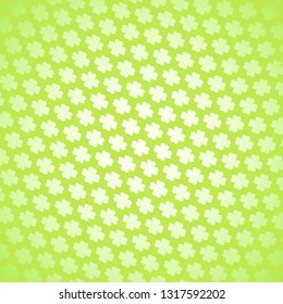 Light green Saint Patrick's Day frame with four-leaf clover shamrock leaves pattern. Irish festival celebration greeting card design background. Square backdrop.