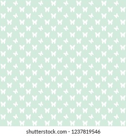 Light Green Seamless Baby Pattern With White Butterflies