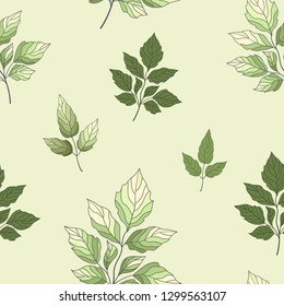 light green seamless pattern with leaves