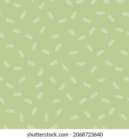 Light green seamless pattern with  white flower leaves.