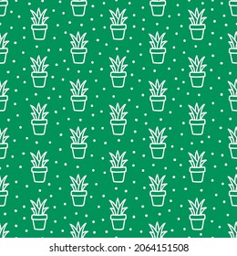 Light green seamless patterns with white hand-drawn succulents