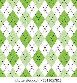 Hellgrüne Schattierung Argyle-Muster. Argyle-Vektormuster. Argyle-Muster. Nahtloses geometrisches Muster für Kleidung, Papier, Hintergrund, Hintergrund, Geschenkkarte, Pullover.