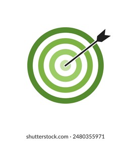 Light green shade bullseye dart target icon. Dart target goal marketing sign. Arrow dart logo vector. Winner dart sign.