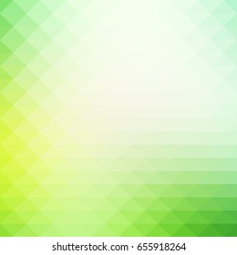 Light green shades abstract geometric background with rows of triangles, square 