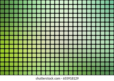 Light green shades vector abstract mosaic background with rounded corners square tiles over black