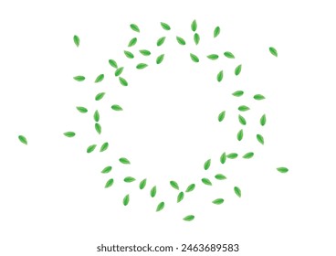 Light Green Sheet Background White Vector. Leaves Subtle Card. Drink Illustration. Greenish Border Design. Greenery Bio.