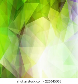 Light green shining abstract geometric pattern. Technological futuristic design. Triangular background.