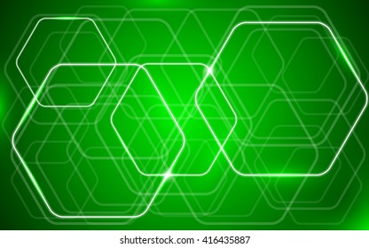 light green shiny hexagon background