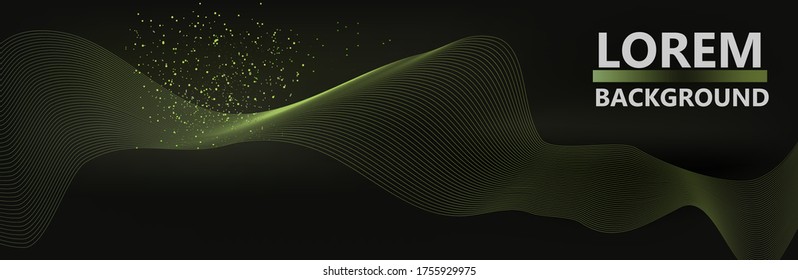 Light green smoke wave on dark background. Imitation of a sound wave.Two rings overtake each other. Vector illustration