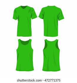 Light green sport top and t-shirt isolated vector set