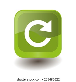 Light green square button with white Reload sign, vector design for website