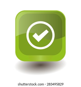 Light green square button with white  sign, vector design for website