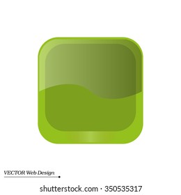 light green square glossy button, vector design for website