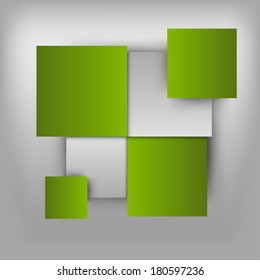 Light green squares in the gray space - vector layout. Version without sample text.