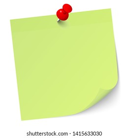 Light Green Sticky Note With Red Pin