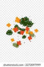 Light Green Tree Background Transparent Vector. Leaf Beach Illustration. Orange Leaves. Forest Design. Green Painting Pattern.