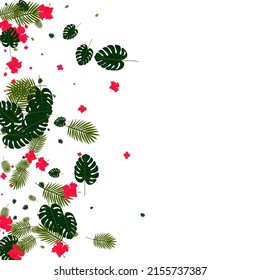 Vector blanco de fondo de árbol verde claro. Patrón brillante de hojas. Strelitzia amarilla. Marco vintage. Textura de Paraíso Naranja.