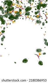 Light Green Tree Background White Vector. Leaf Style Design. Orange Plant. Drawing Texture. Pink Silhouette Backdrop.