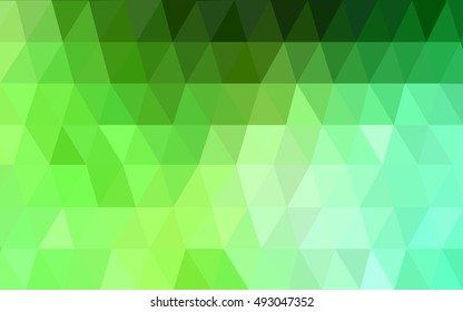 Light green triangle mosaic template. Geometric illustration in Origami style with gradient.  Brand-new style for your business design.
