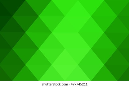 Light green triangle mosaic template. Creative illustration in halftone style with gradient. Triangular pattern for your business design.