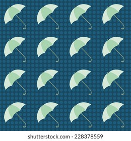 Light green umbrellas on blue background